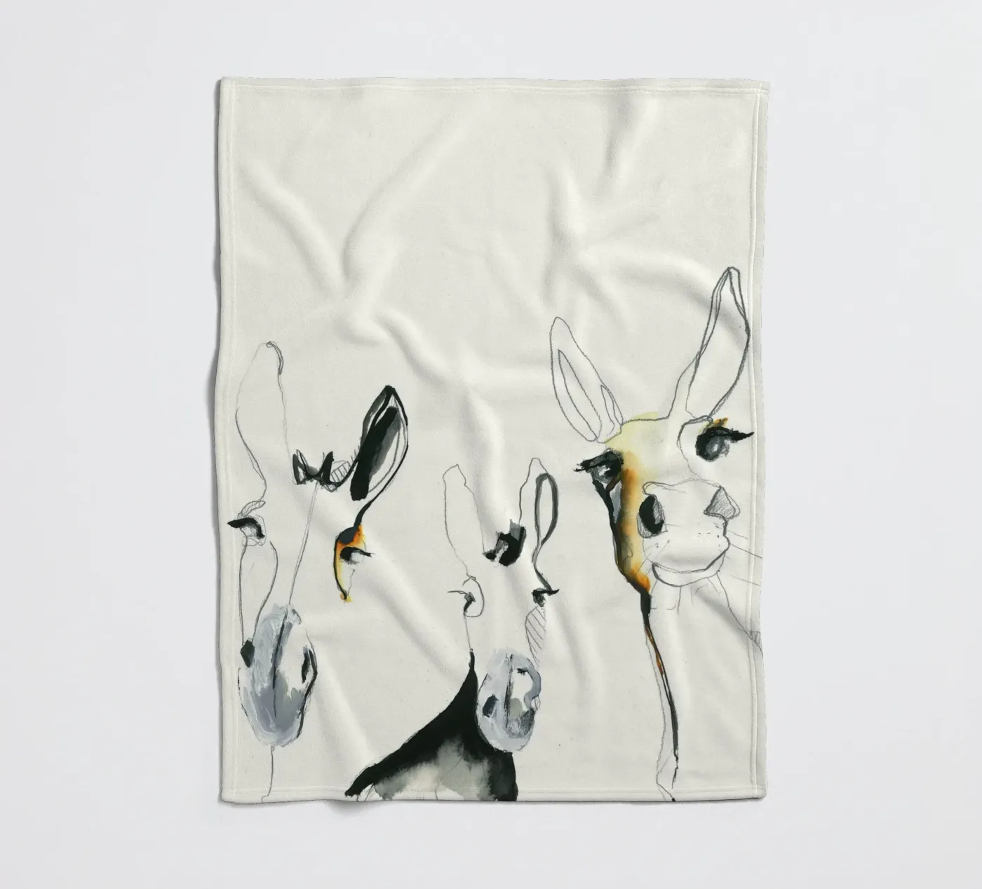 three donkeys fleecedeken van Petit Boom Prints
