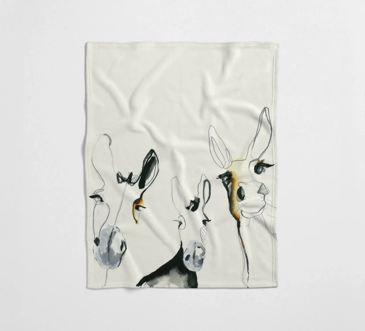 drie ezels fleecedeken van Petit Boom Prints
