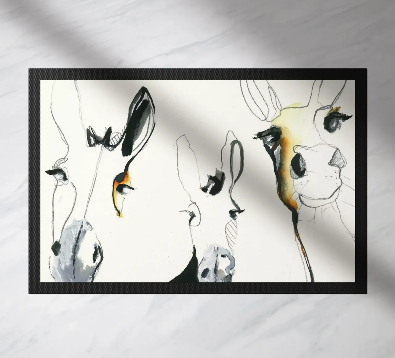 three donkeys Fußmatte von Petit Boom Prints