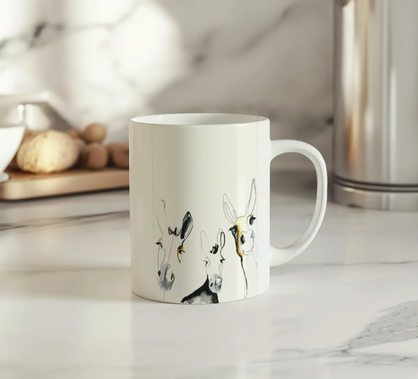 three donkeys ceramic mug by Petit Boom Prints