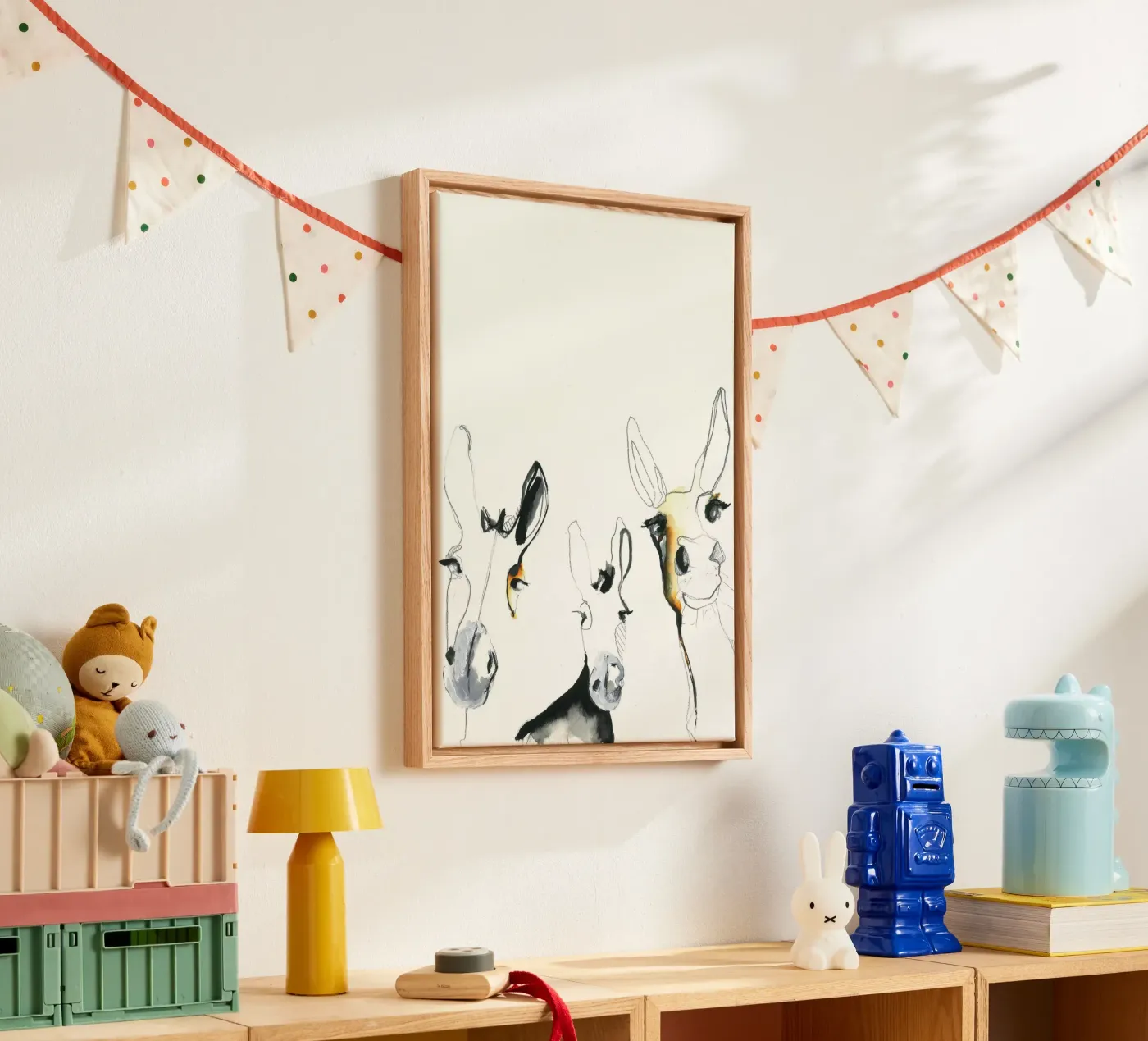 three donkeys canvas by Petit Boom Prints