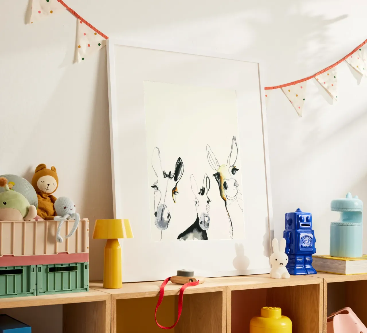 tre asini poster con telaio in alluminio da Petit Boom Prints