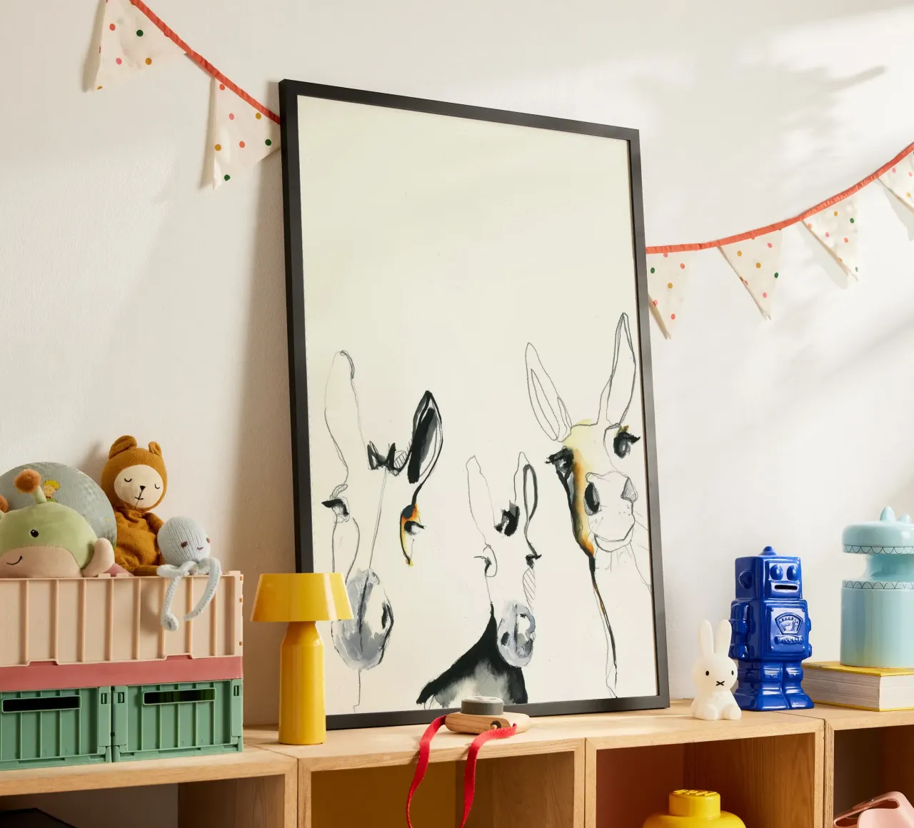 tre asini poster con telaio in alluminio da Petit Boom Prints