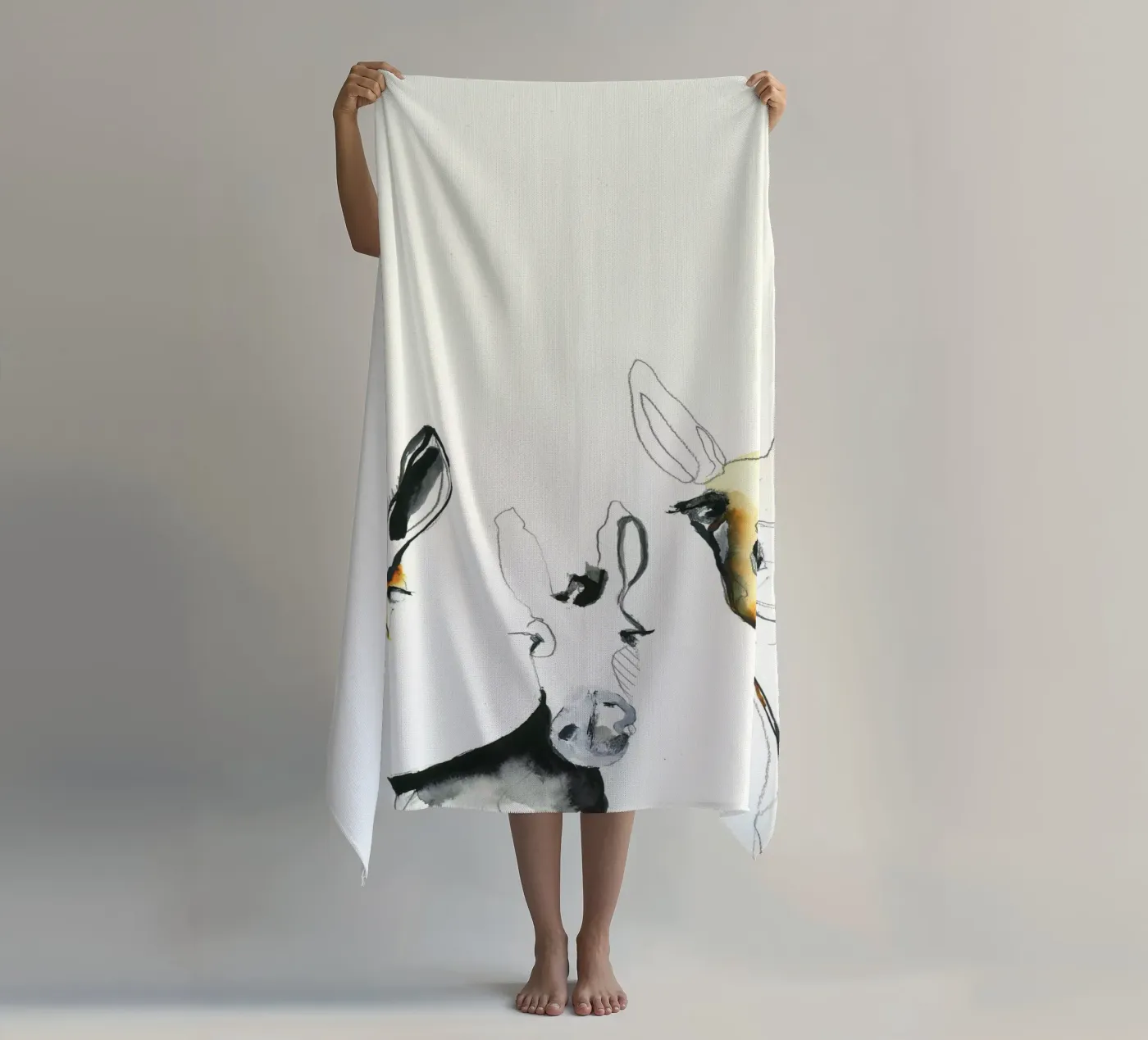 three donkeys strandhanddoek van Petit Boom Prints