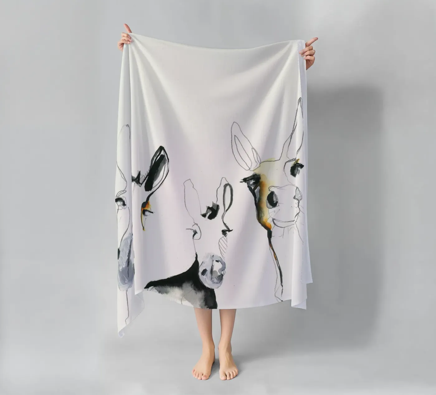 three donkeys strandhanddoek van Petit Boom Prints