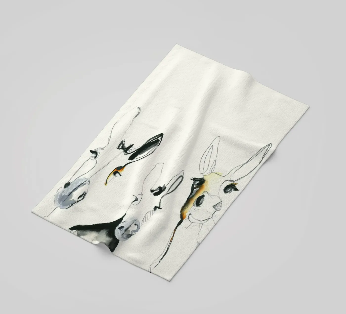 three donkeys strandhanddoek van Petit Boom Prints