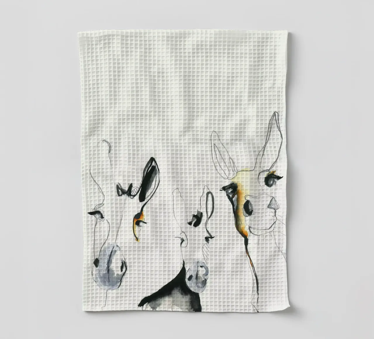 tre asini canovaccio da cucina da Petit Boom Prints