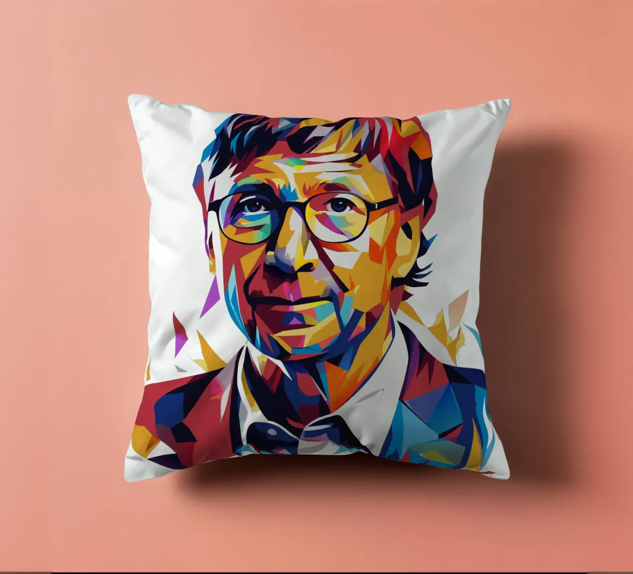Bill Gates In WPAP Pop ARt decorative cushion by vectorartnesia