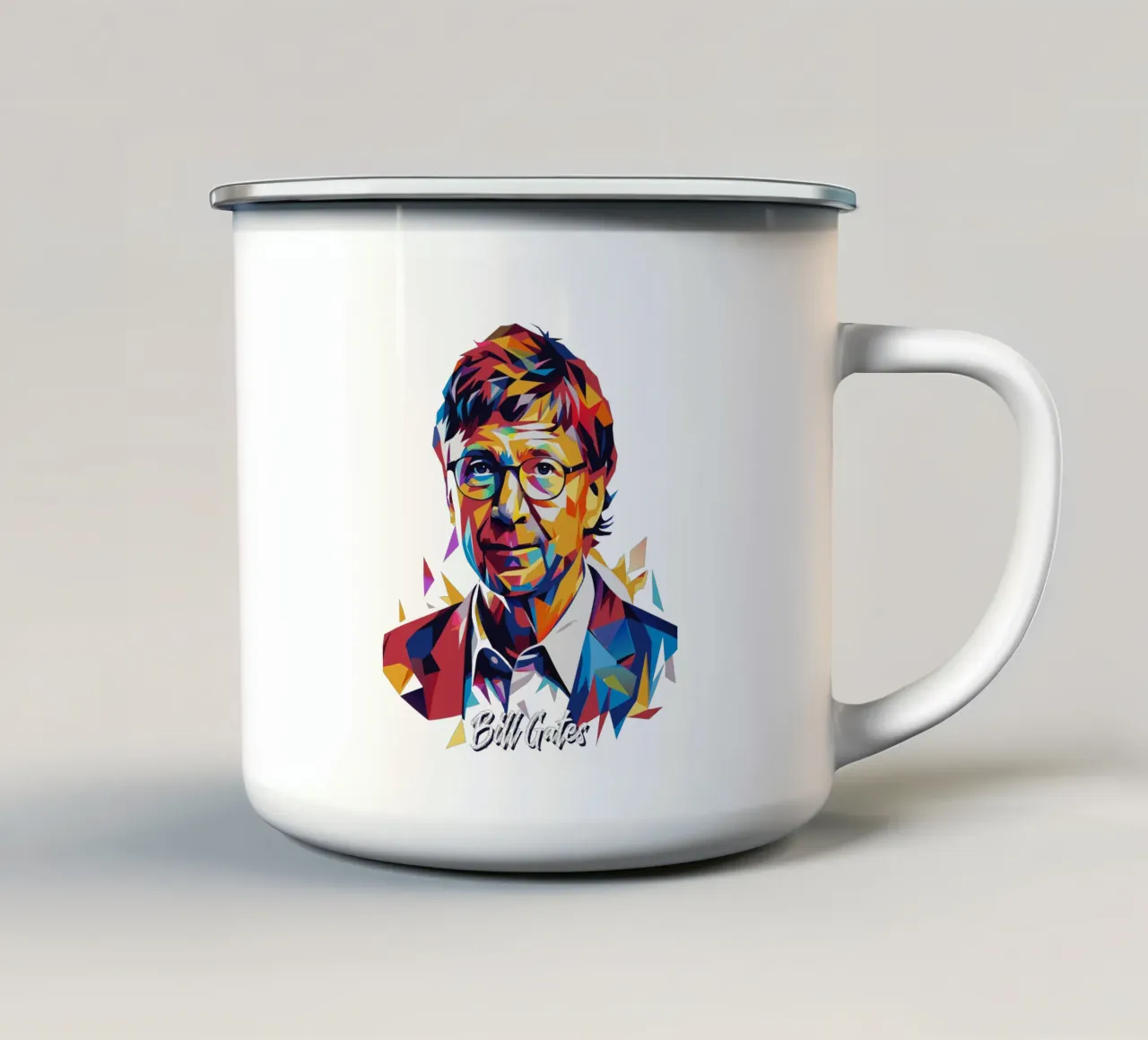 Bill Gates In WPAP Pop ARt mug en émail de vectorartnesia