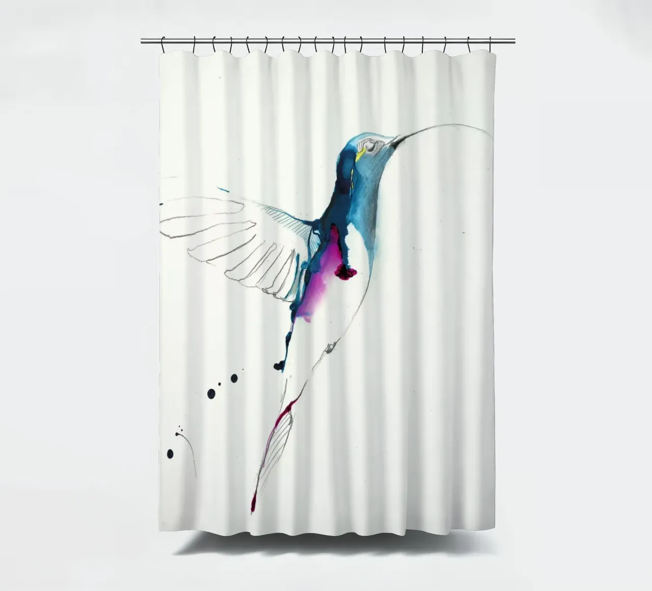 humming-bird shower curtain by Petit Boom Prints