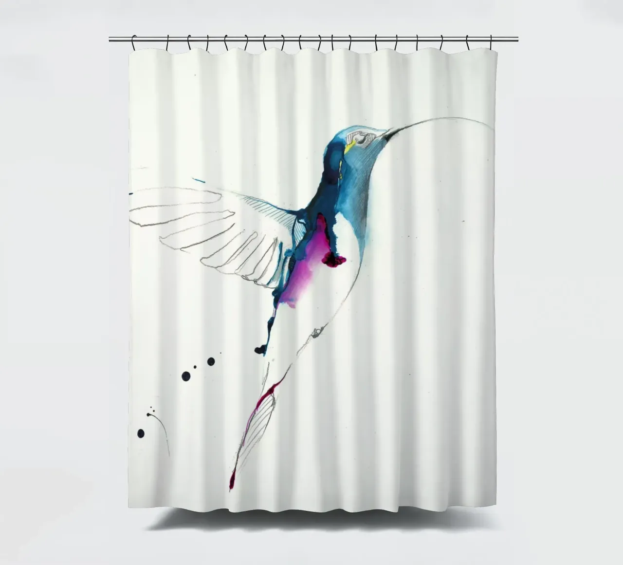 humming-bird shower curtain by Petit Boom Prints