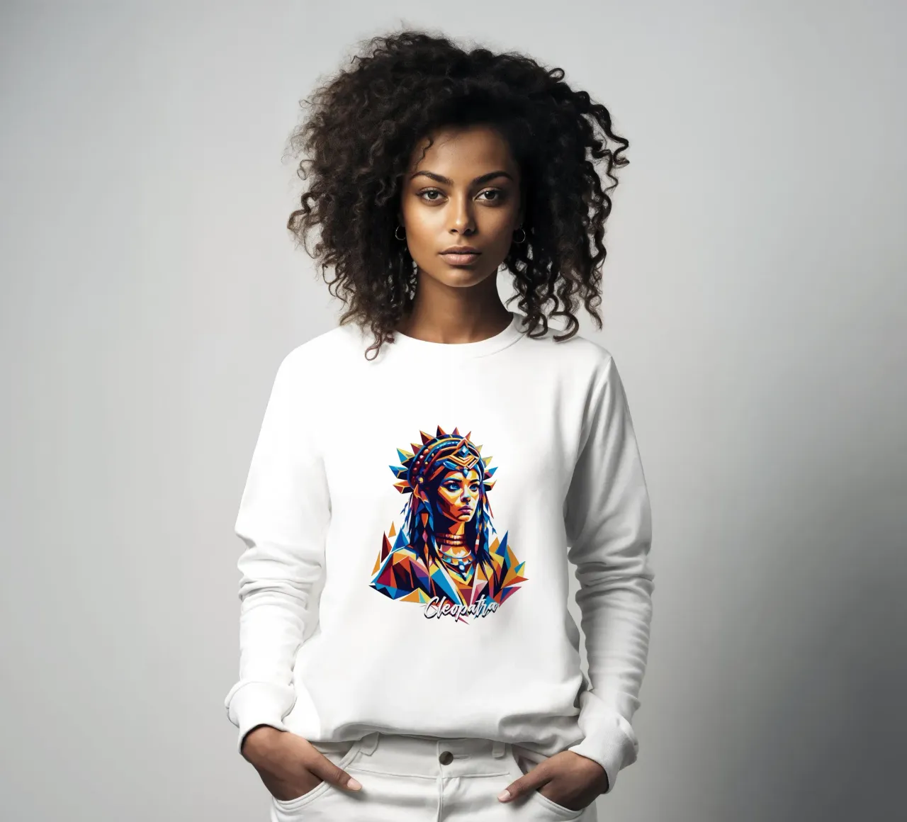 Cleopatra in WPAP Pop Art sweatshirt van vectorartnesia