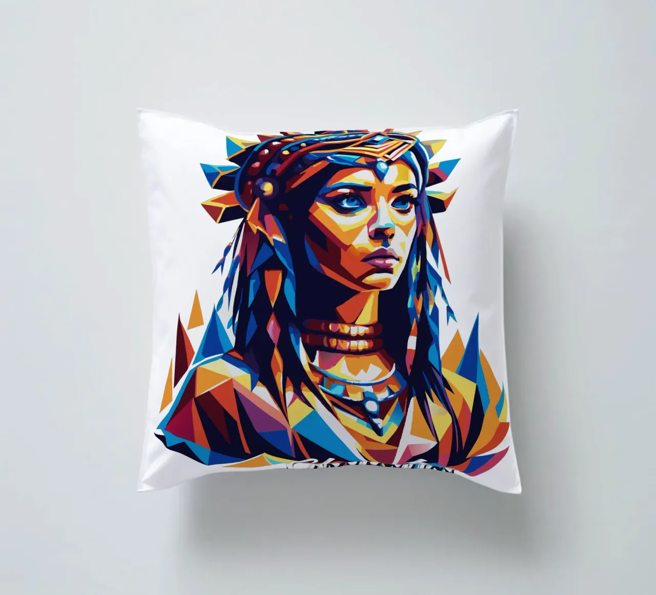 Cleopatra in WPAP Pop Art Kissen von vectorartnesia