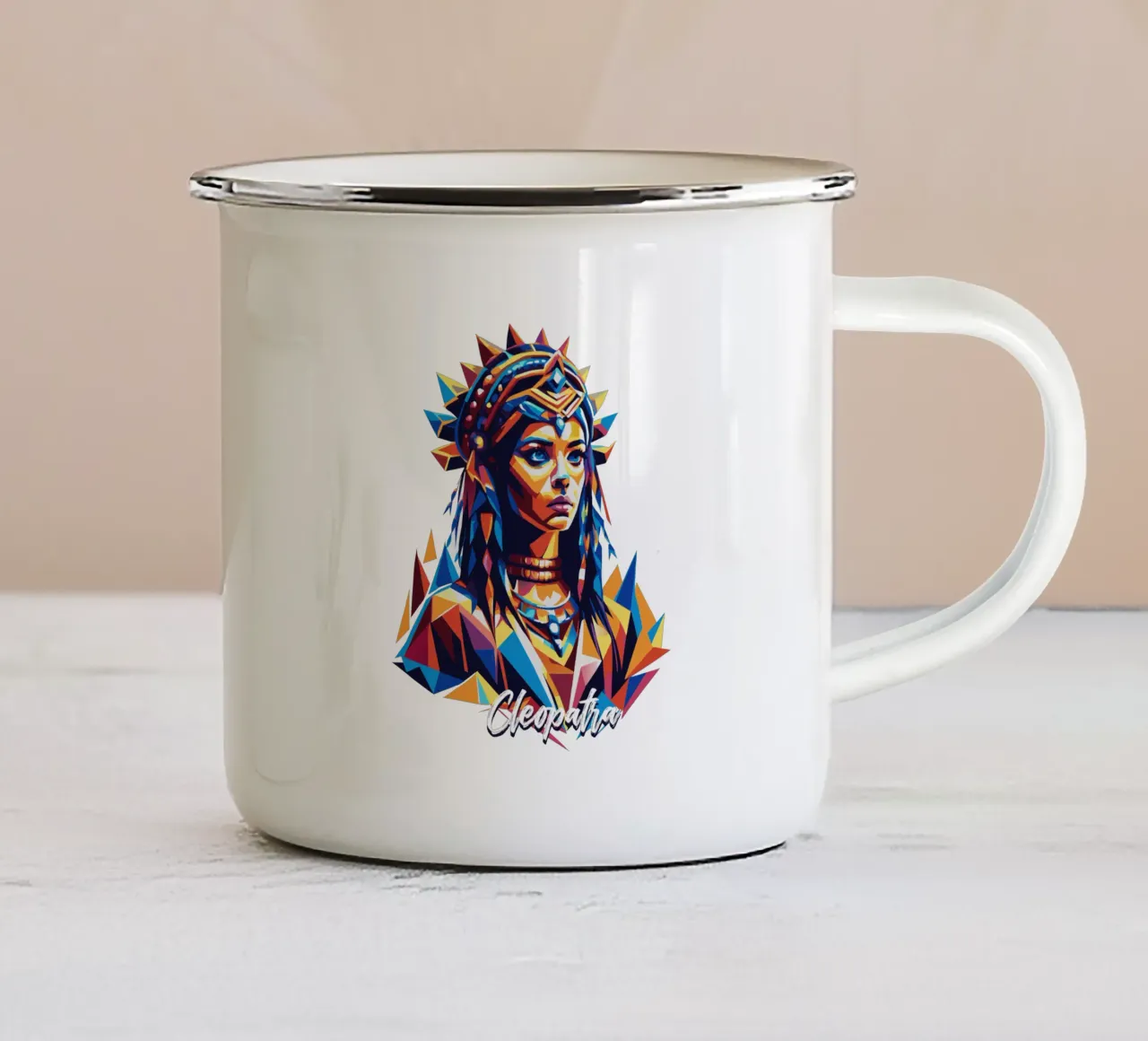 Cleopatra in WPAP Pop Art mug en émail de vectorartnesia