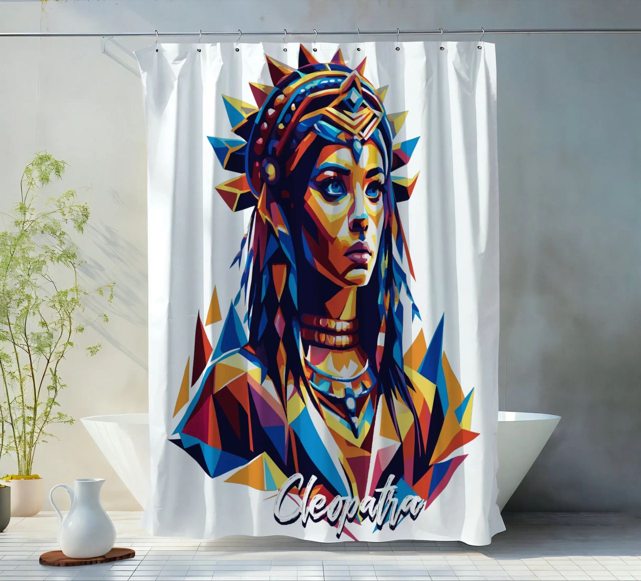 Cleopatra in WPAP Pop Art tenda da doccia da vectorartnesia