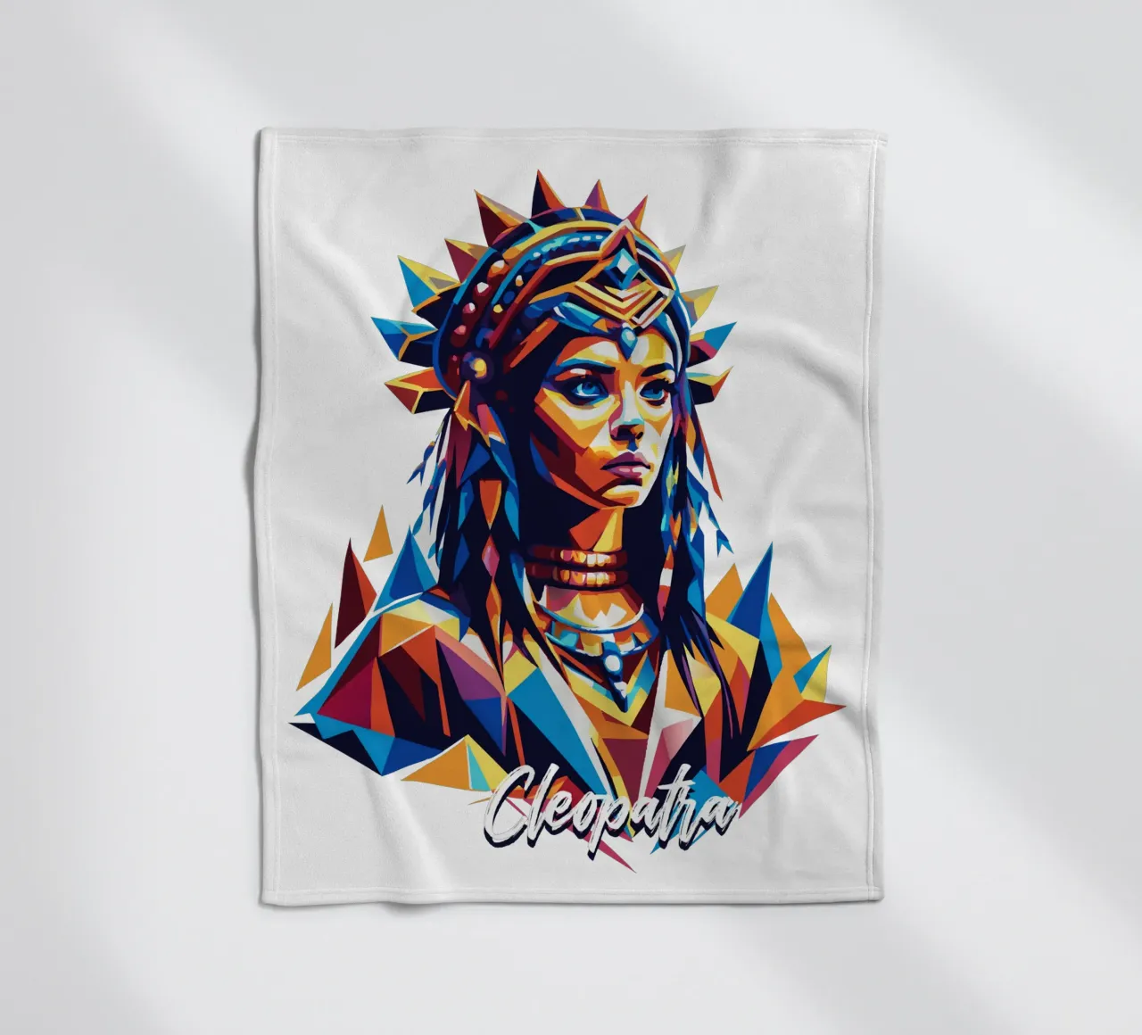Cleopatra in WPAP Pop Art fleece blanket by vectorartnesia