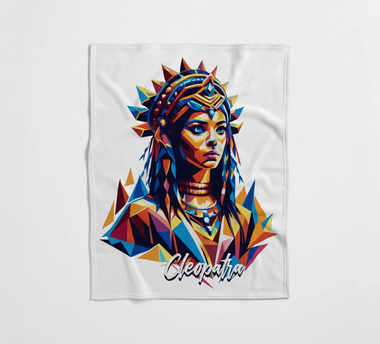 Cleopatra in WPAP Pop Art fleece blanket by vectorartnesia