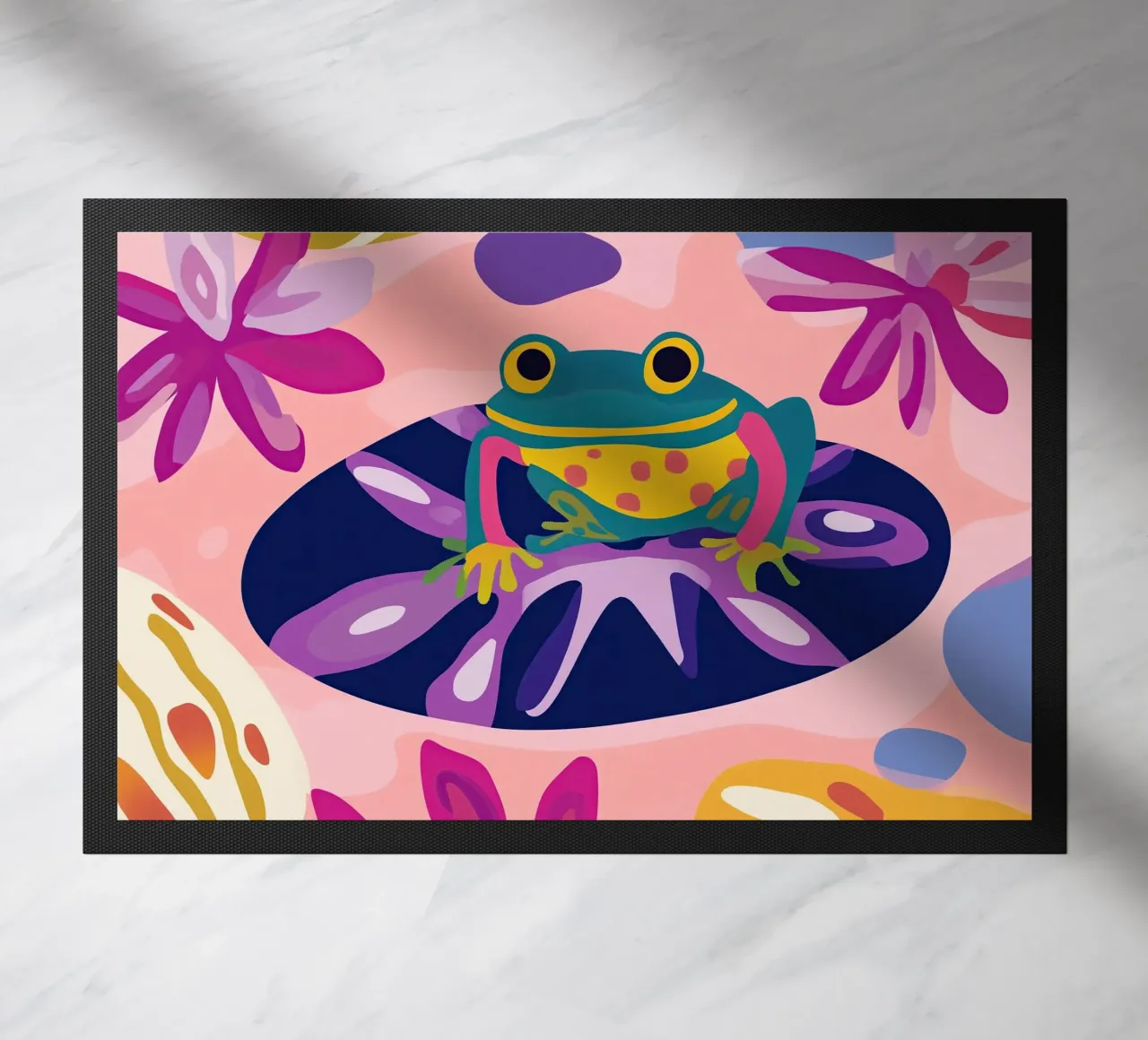 Colourful frog doormat by Little Art Lab