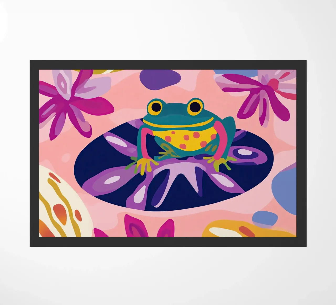 Colourful frog doormat by Little Art Lab