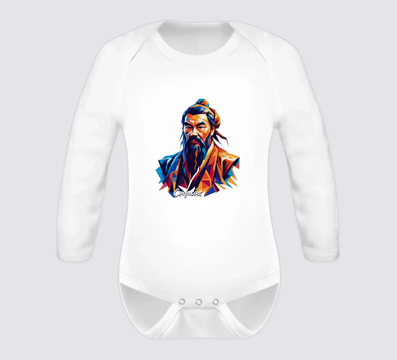 Confucius in WPAP Pop Art body neonato maniche lunghe da vectorartnesia