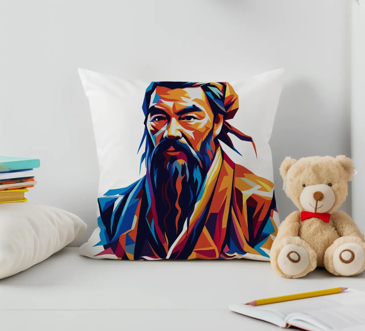 Confucius in WPAP Pop Art cuscino da vectorartnesia