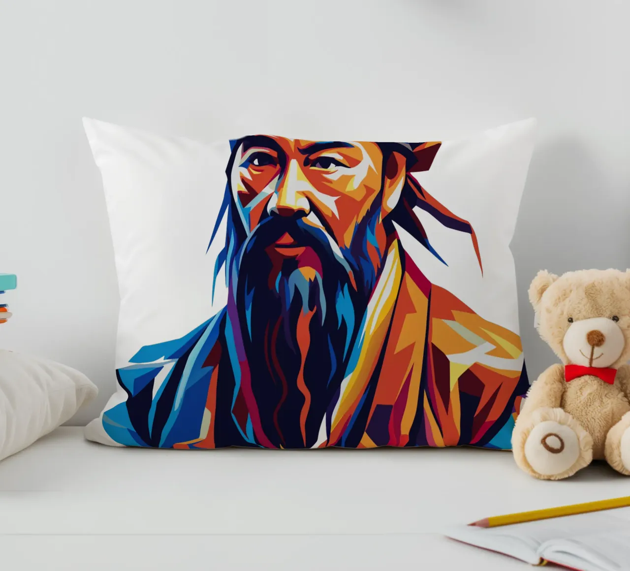 Confucius in WPAP Pop Art cuscino da vectorartnesia
