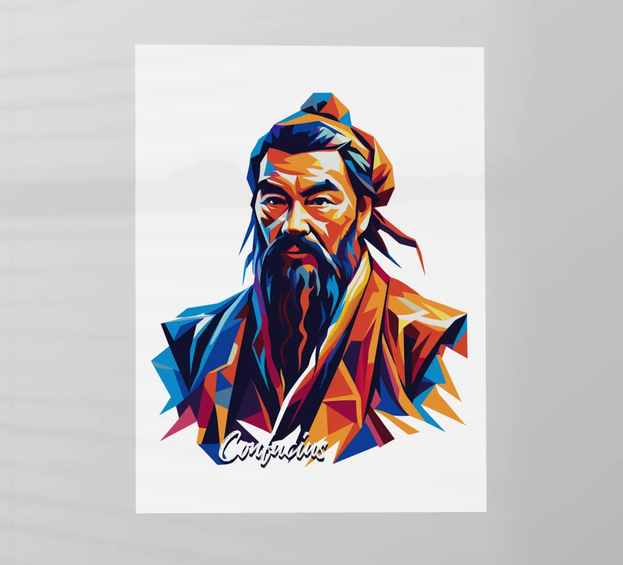 Confucius in WPAP Pop Art pellicola backlit da vectorartnesia