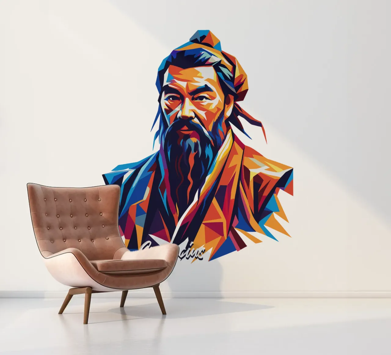 Confucius in WPAP Pop Art papel para pared de vectorartnesia
