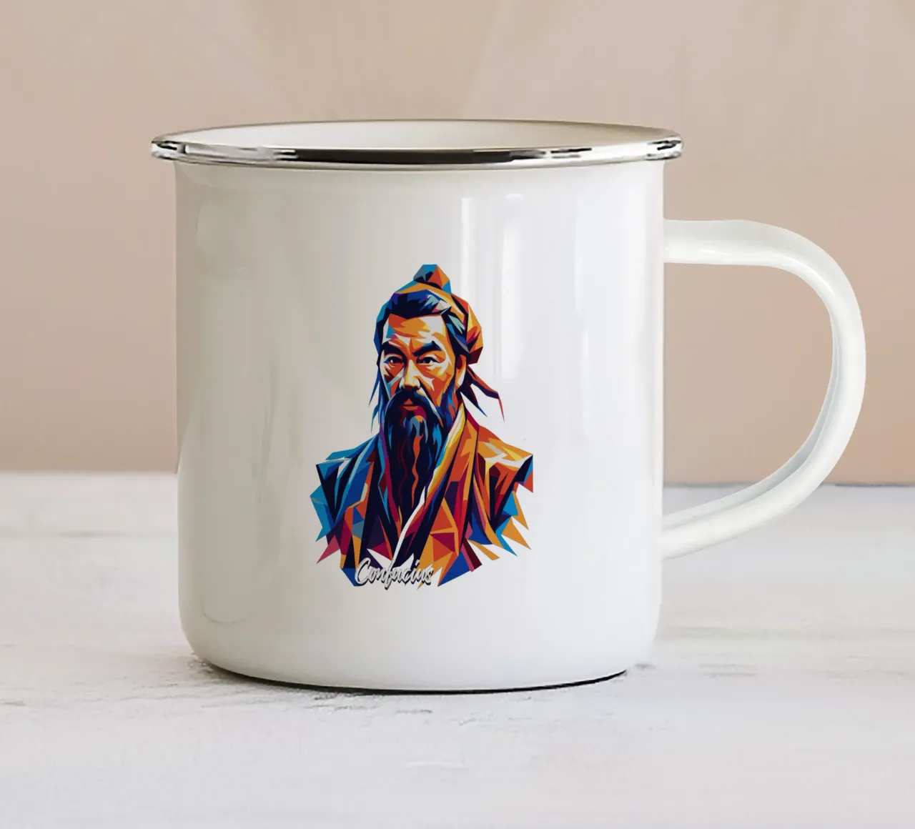 Confucius in WPAP Pop Art emaille mok van vectorartnesia
