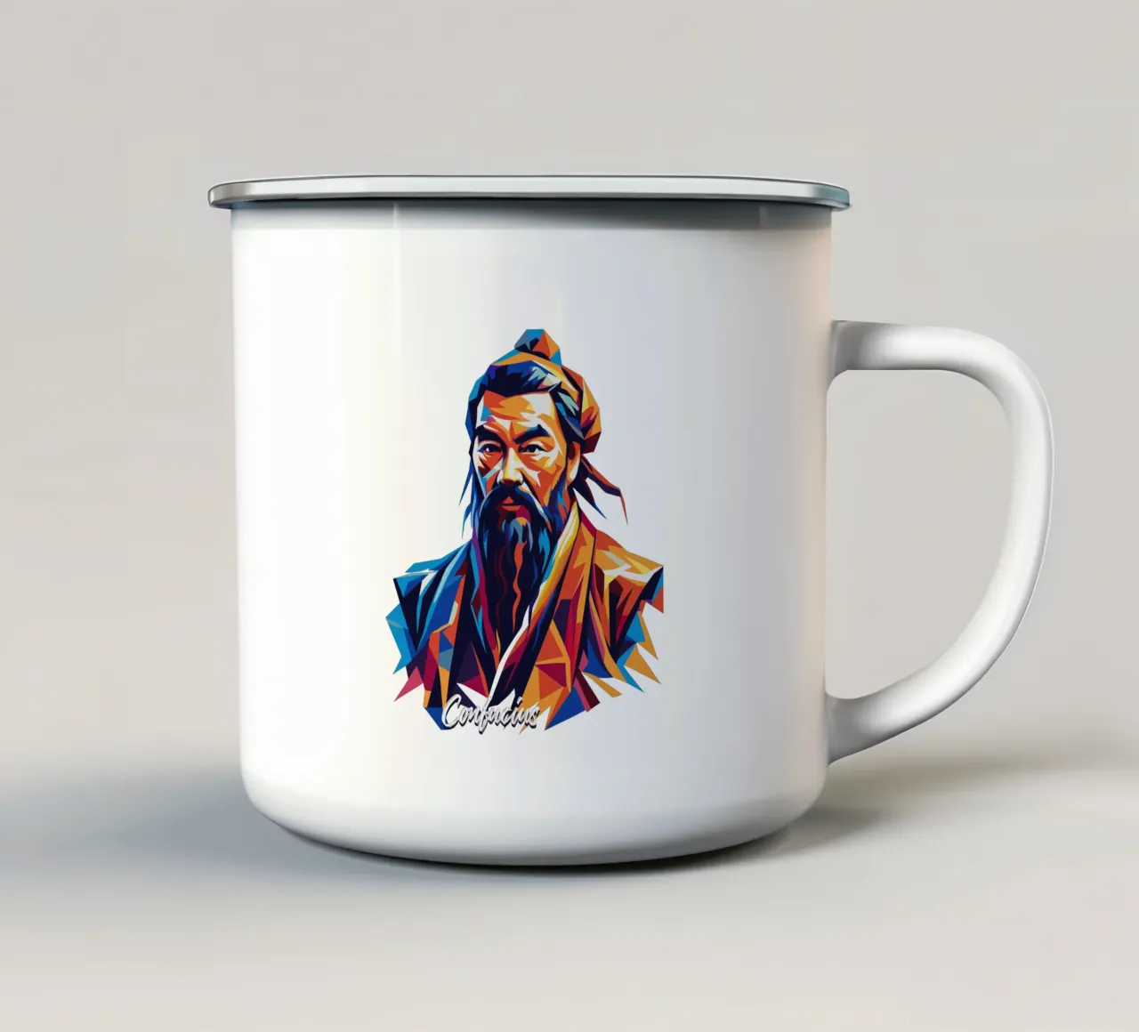 Confucius in WPAP Pop Art emaille mok van vectorartnesia