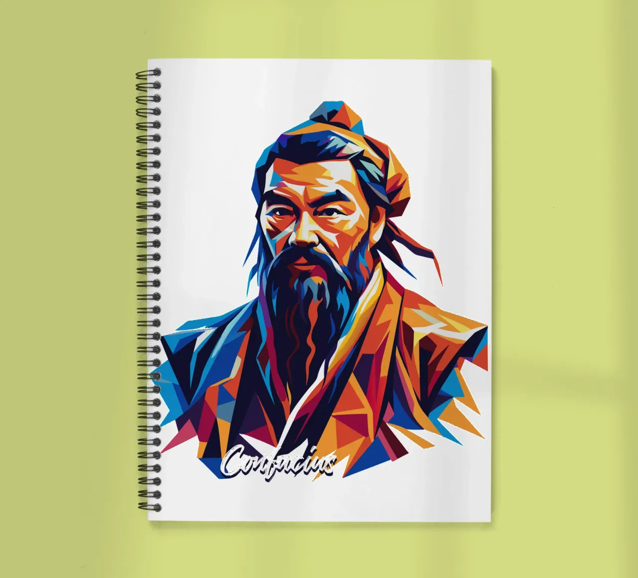 Confucius in WPAP Pop Art diario ad anelli da vectorartnesia