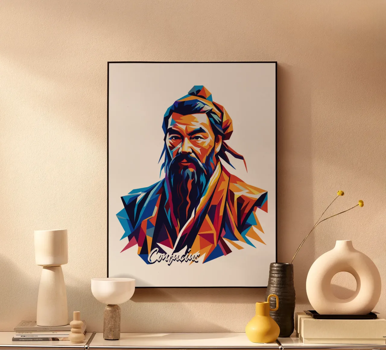Confucius in WPAP Pop Art plexiglass da vectorartnesia