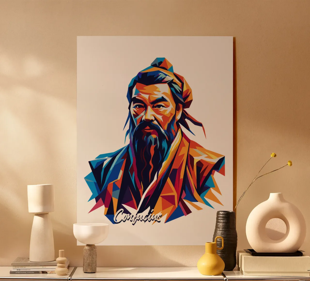 Confucius in WPAP Pop Art plexiglass da vectorartnesia