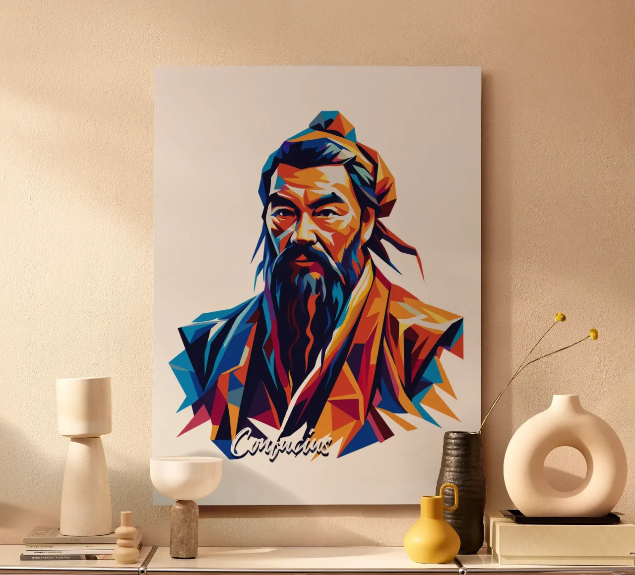 Confucius in WPAP Pop Art aluminio dibond de vectorartnesia