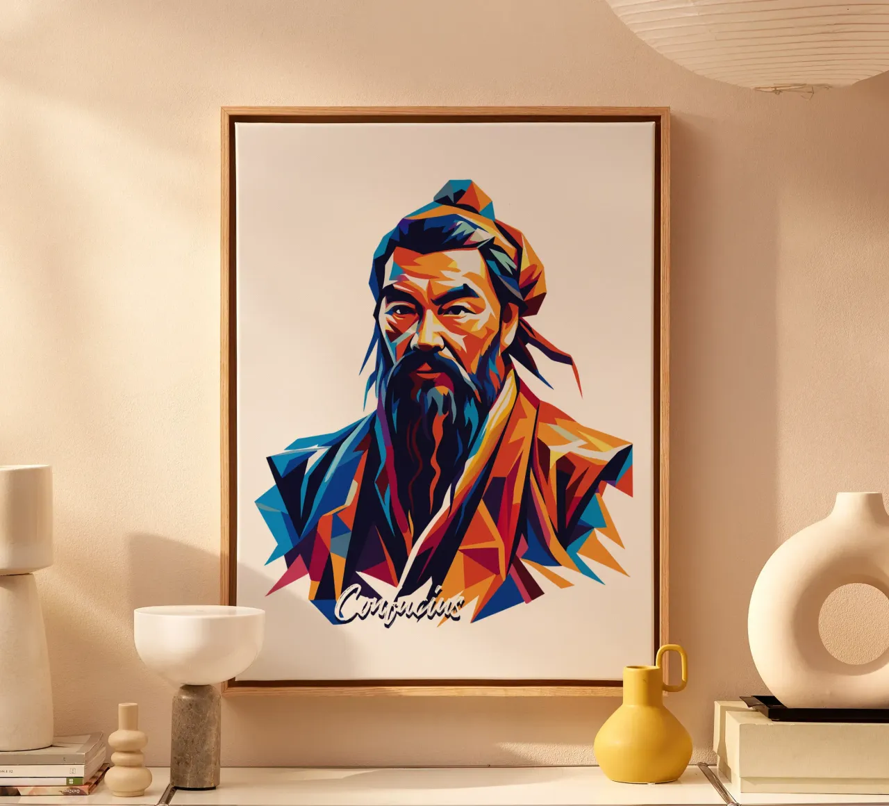 Confucius in WPAP Pop Art canvas van vectorartnesia