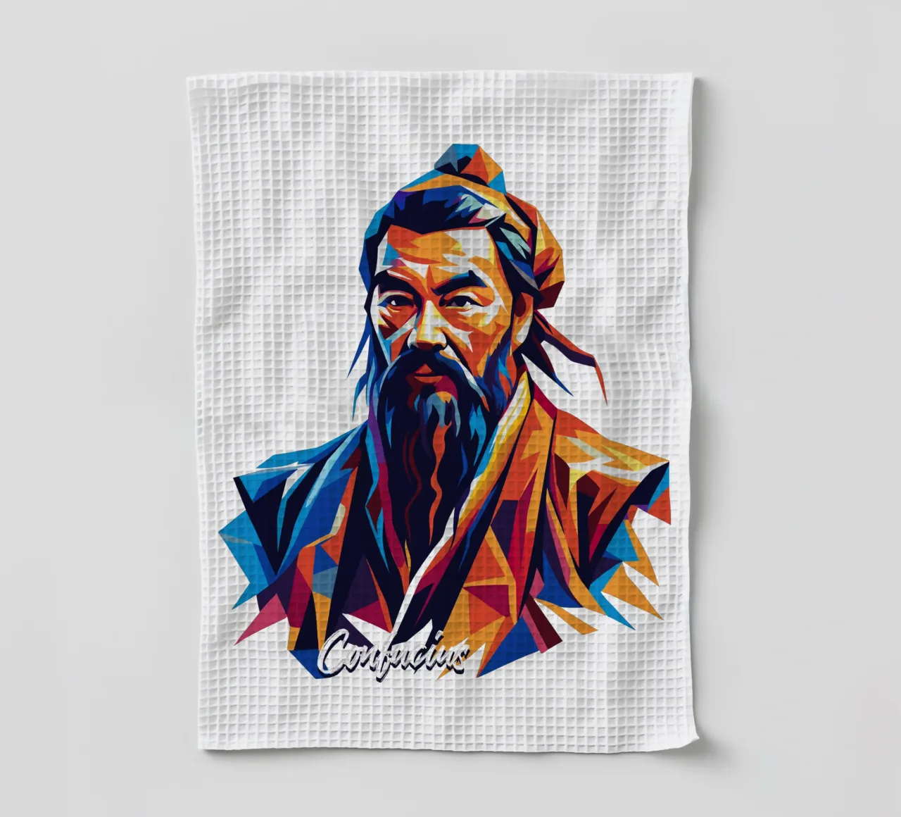 Confucius in WPAP Pop Art Geschirrtuch von vectorartnesia