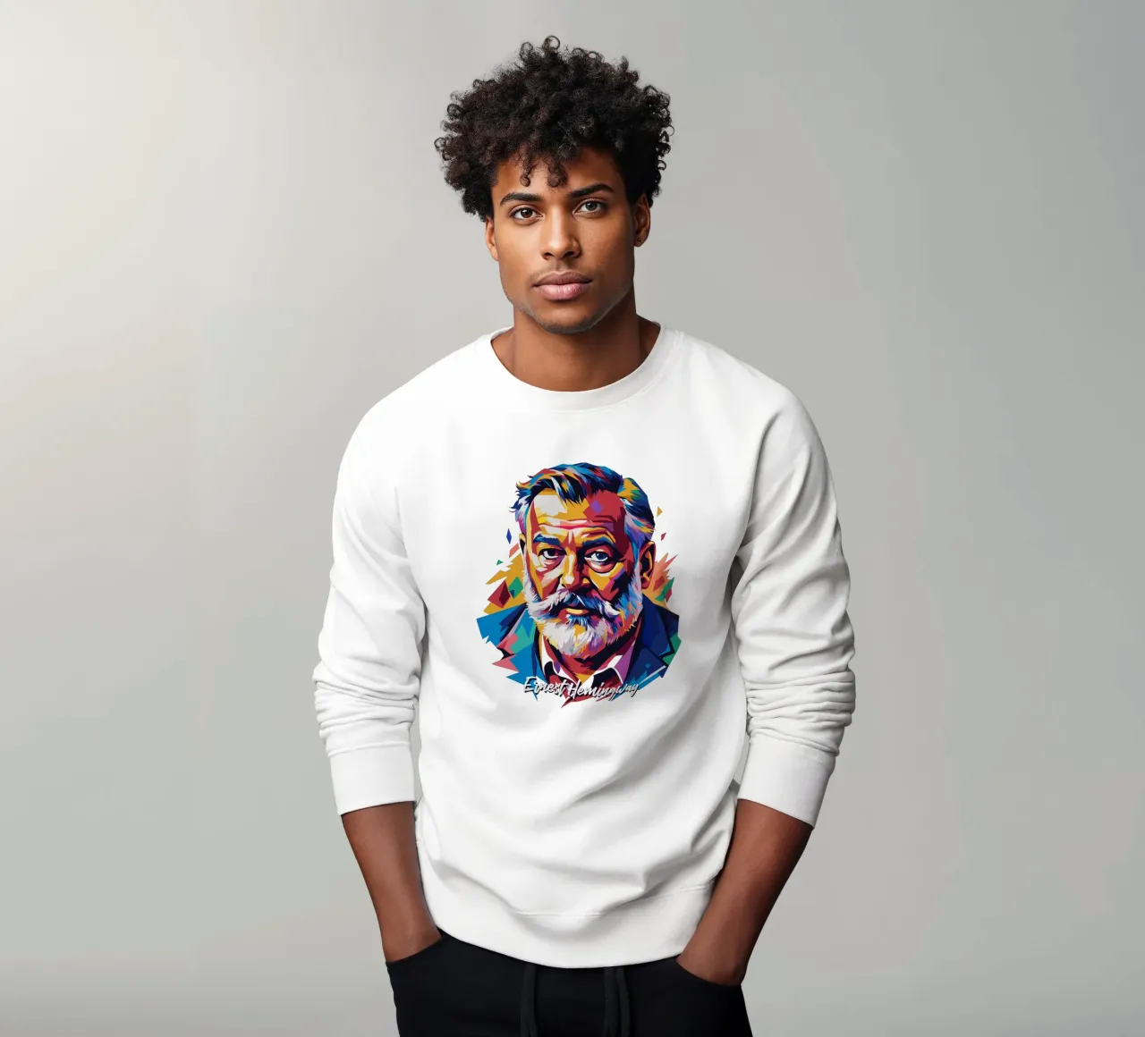 Ernest Hemingway in WPAP Pop Art Sweatshirt von vectorartnesia