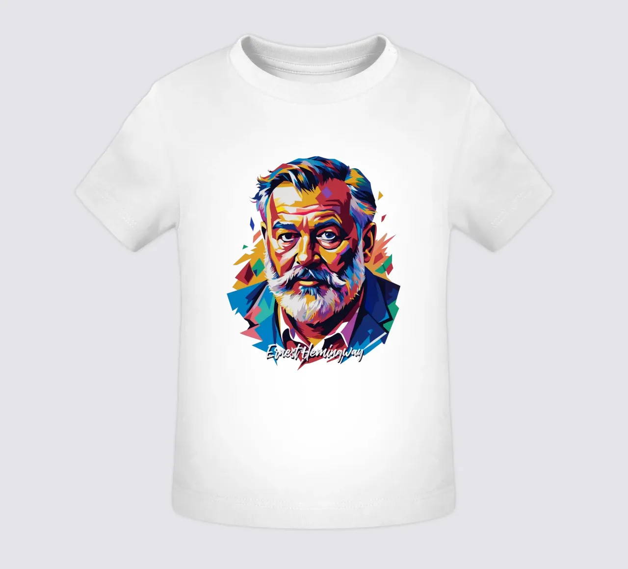 Ernest Hemingway in WPAP Pop Art baby t-shirt by vectorartnesia