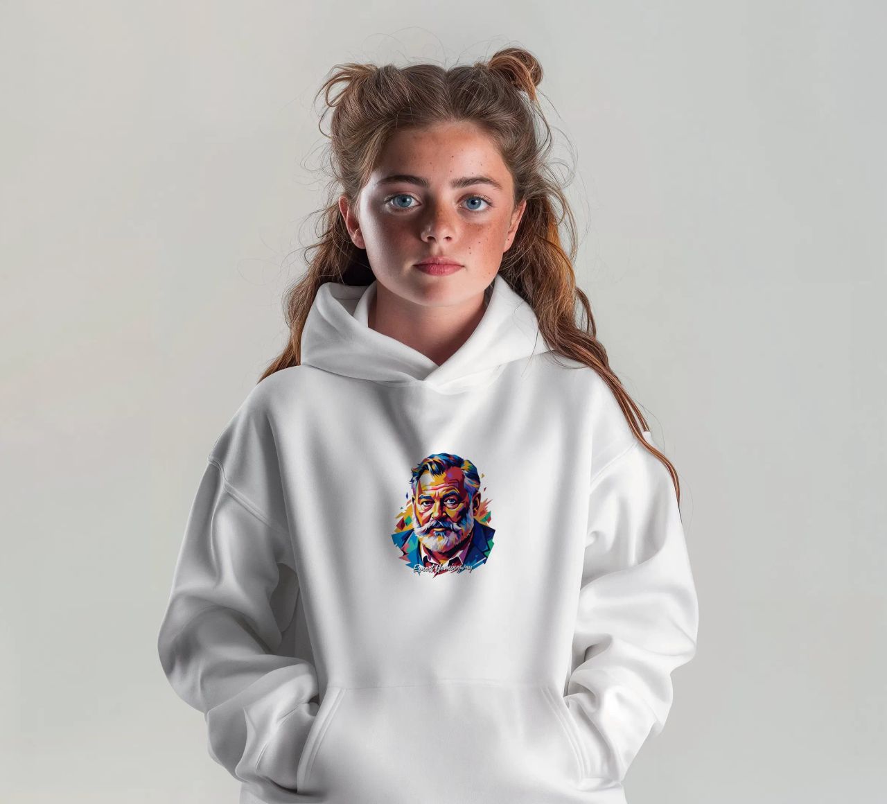 Ernest Hemingway in WPAP Pop Art felpa bambino con cappuccio da vectorartnesia