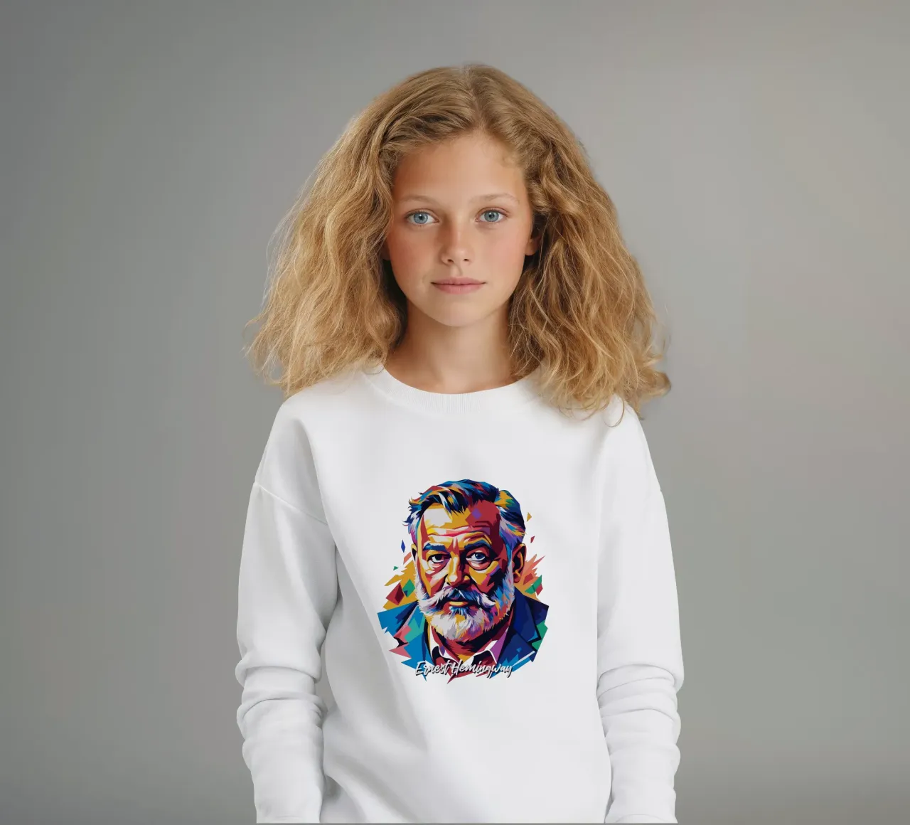 Ernest Hemingway in WPAP Pop Art Kinder Sweatshirt von vectorartnesia