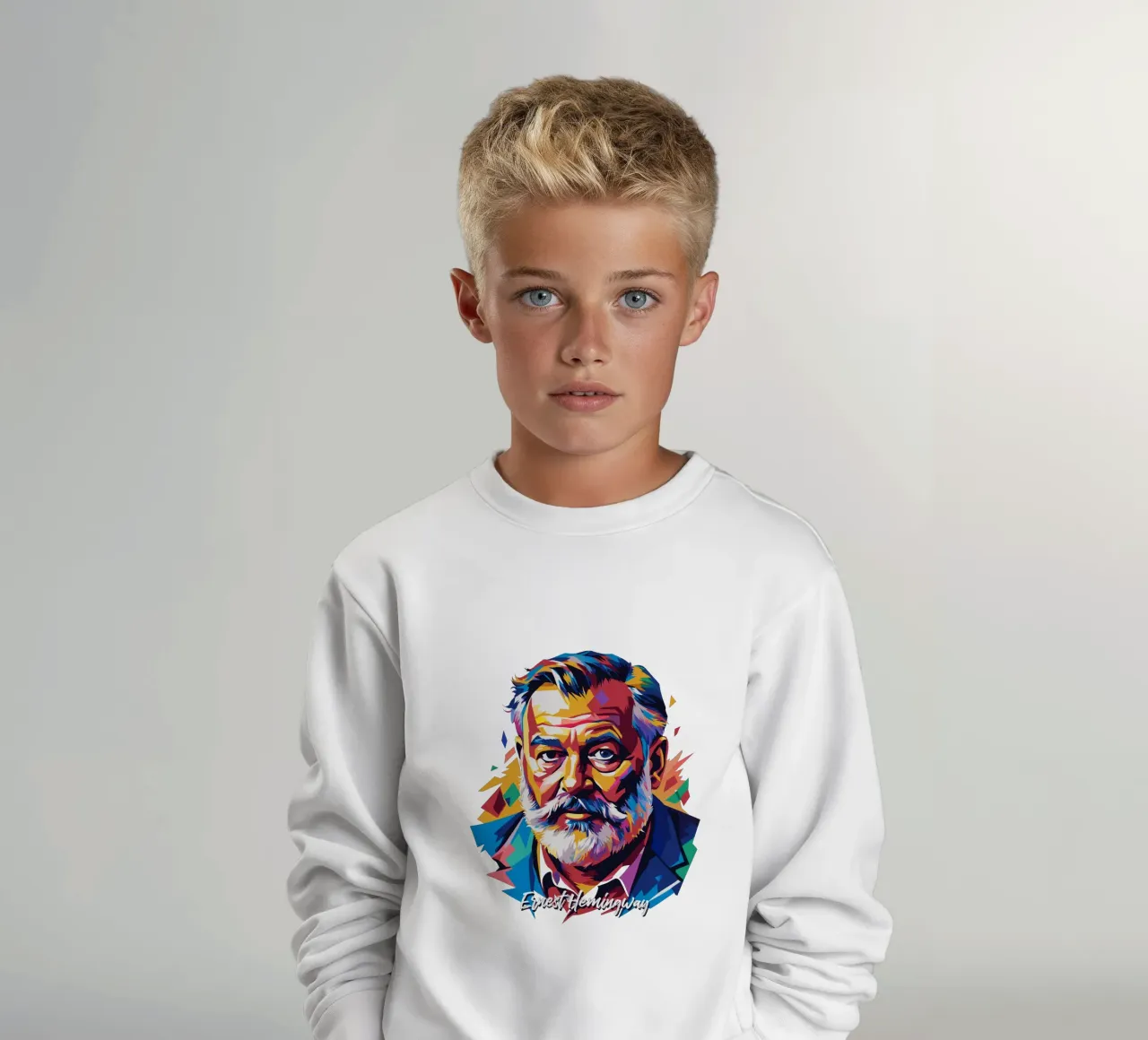 Ernest Hemingway in WPAP Pop Art Kinder Sweatshirt von vectorartnesia