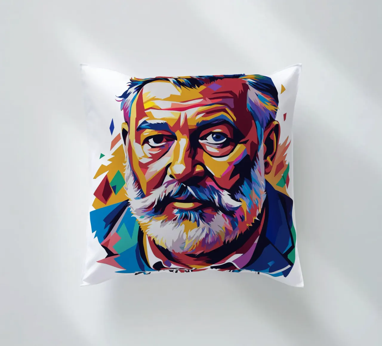 Ernest Hemingway in WPAP Pop Art cuscino da vectorartnesia