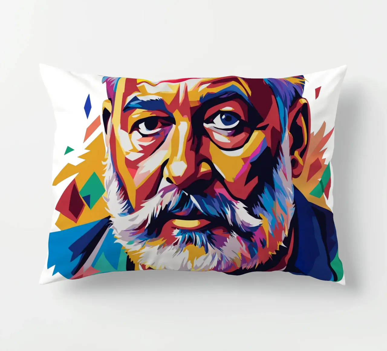 Ernest Hemingway in WPAP Pop Art Kissen von vectorartnesia