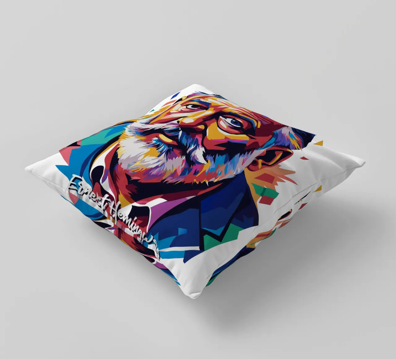 Ernest Hemingway in WPAP Pop Art cuscino da vectorartnesia