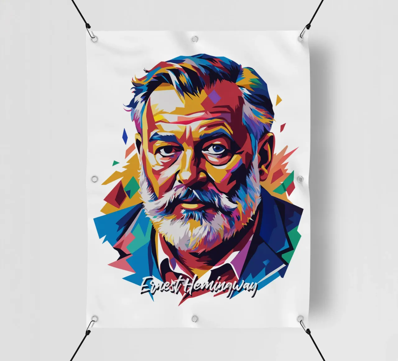 Ernest Hemingway in WPAP Pop Art telo in pvc da vectorartnesia