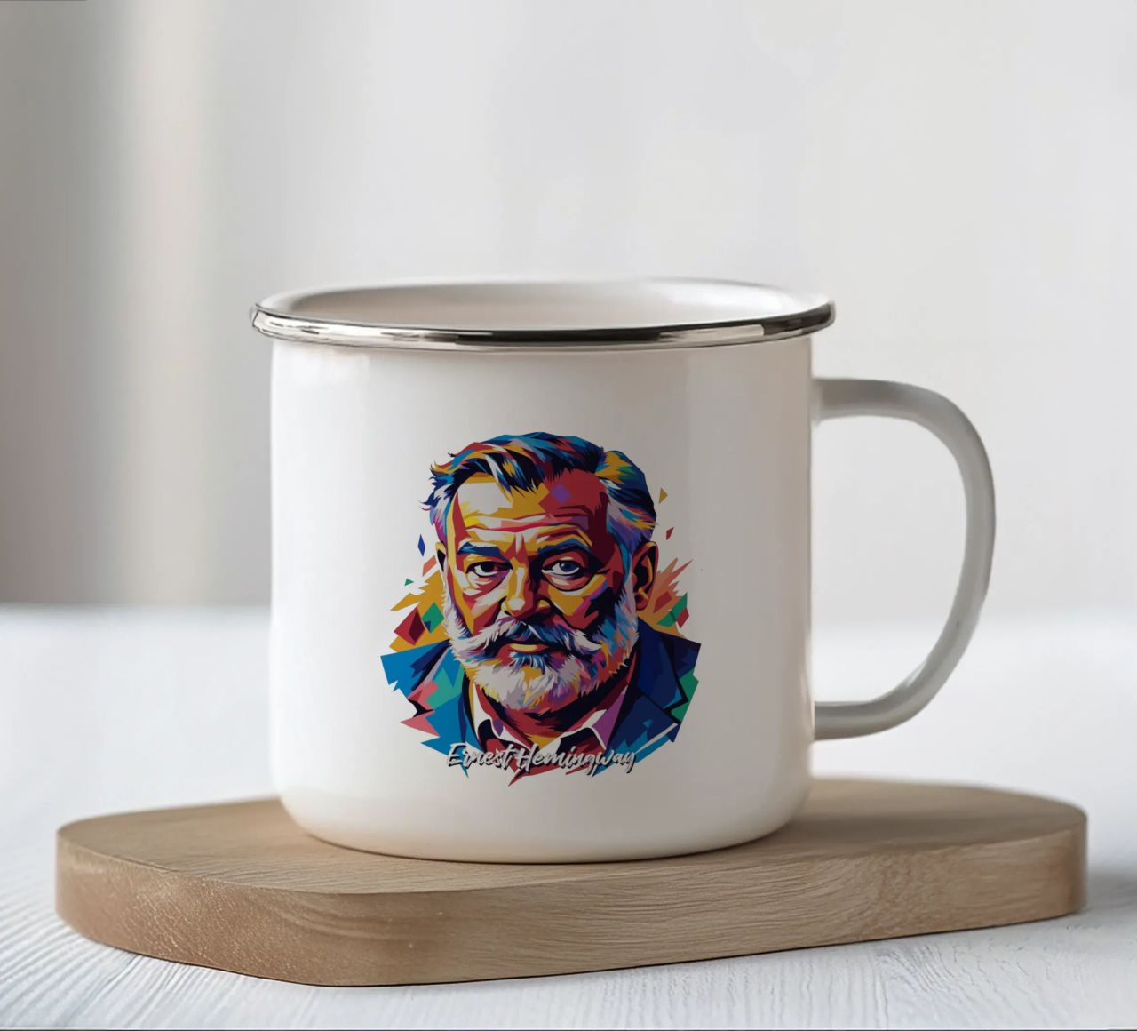 Ernest Hemingway in WPAP Pop Art tazza in smalto da vectorartnesia