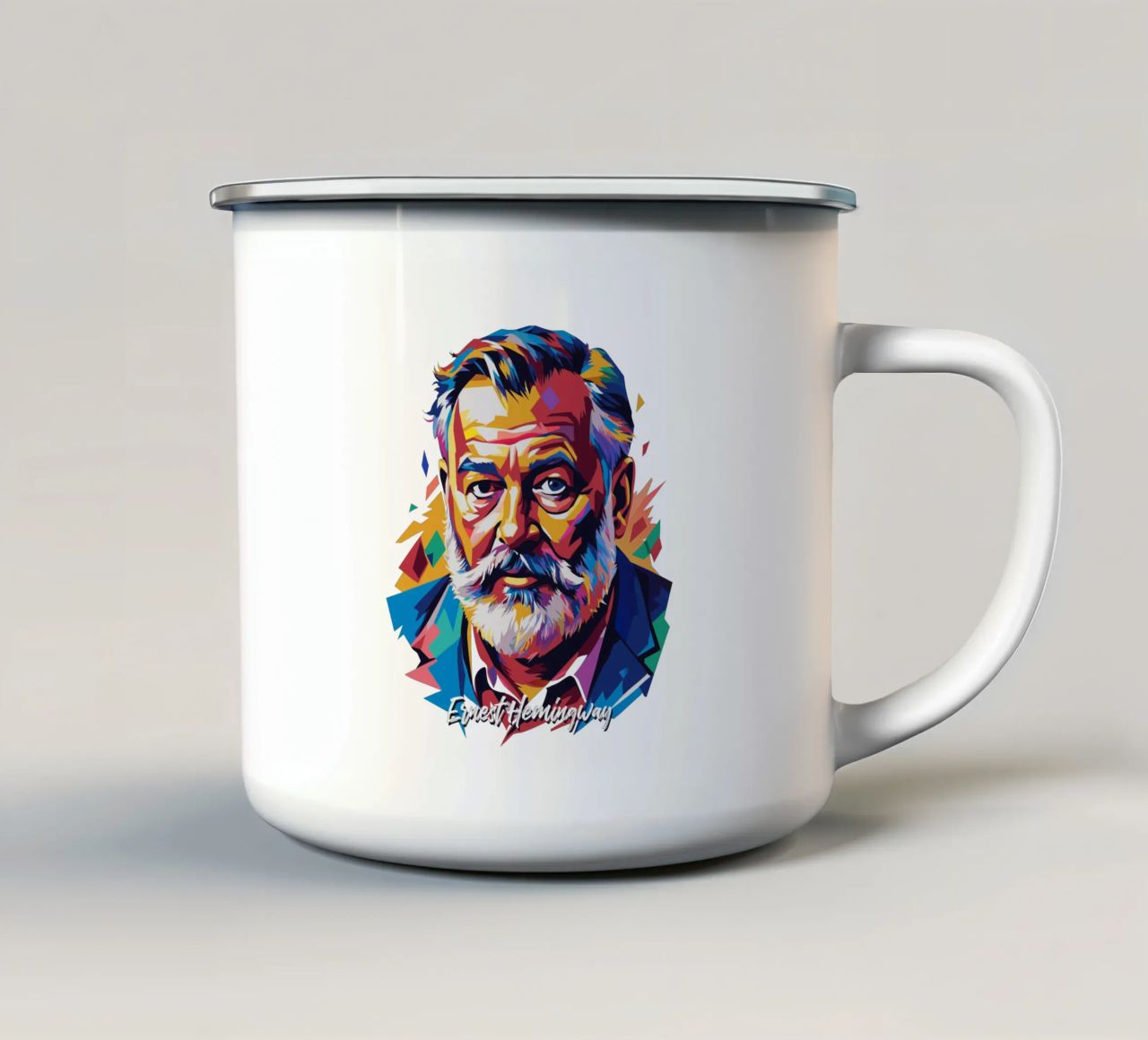 Ernest Hemingway in WPAP Pop Art tazza in smalto da vectorartnesia