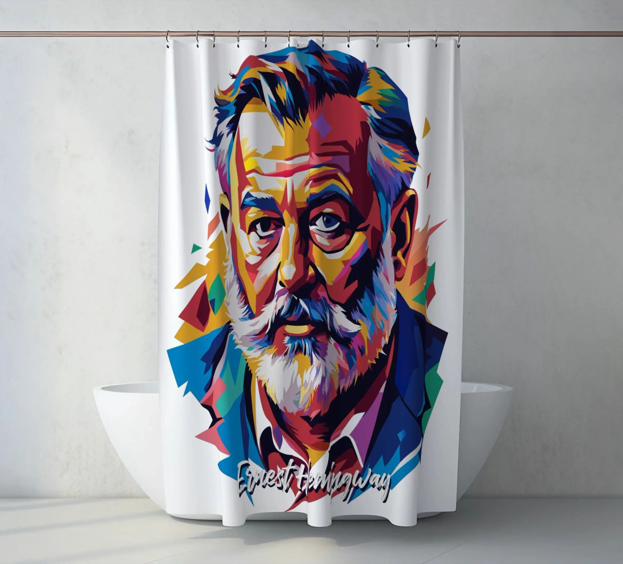 Ernest Hemingway in WPAP Pop Art tenda da doccia da vectorartnesia