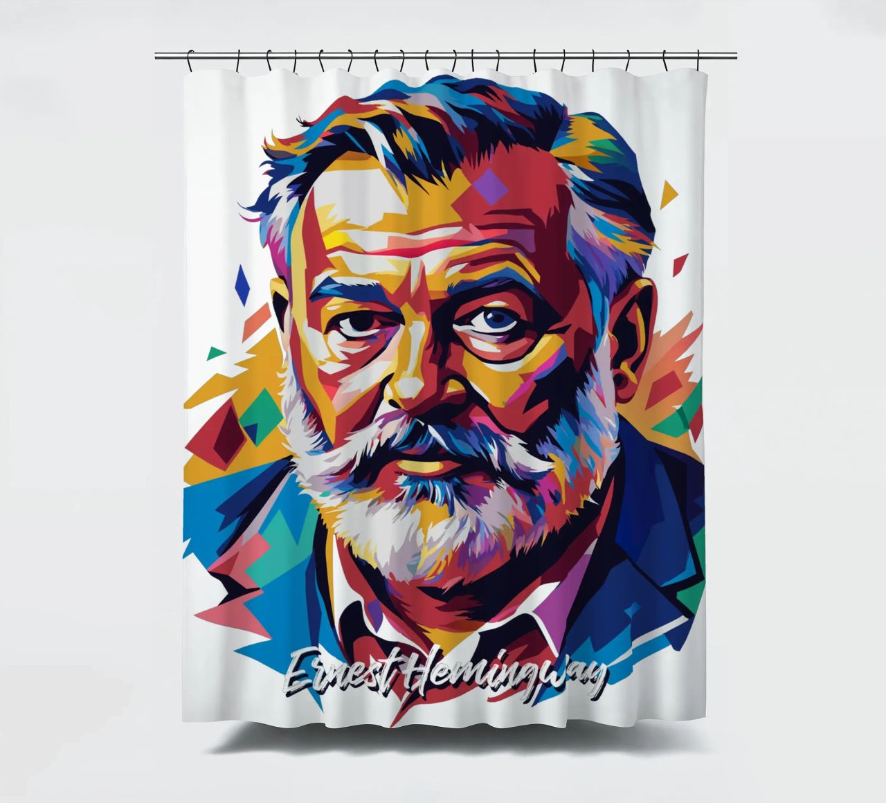 Ernest Hemingway in WPAP Pop Art tenda da doccia da vectorartnesia