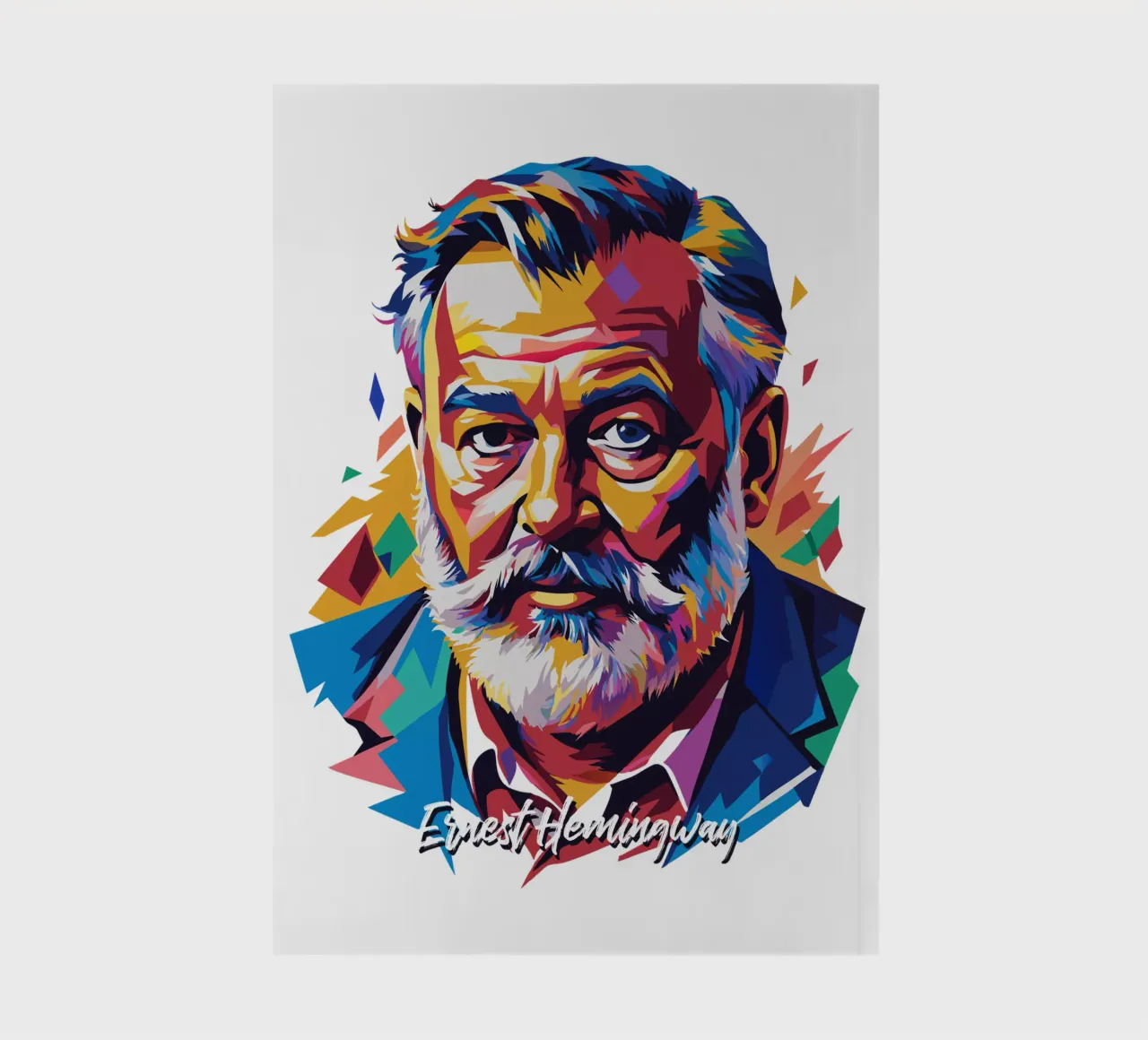 Ernest Hemingway in WPAP Pop Art notebook by vectorartnesia